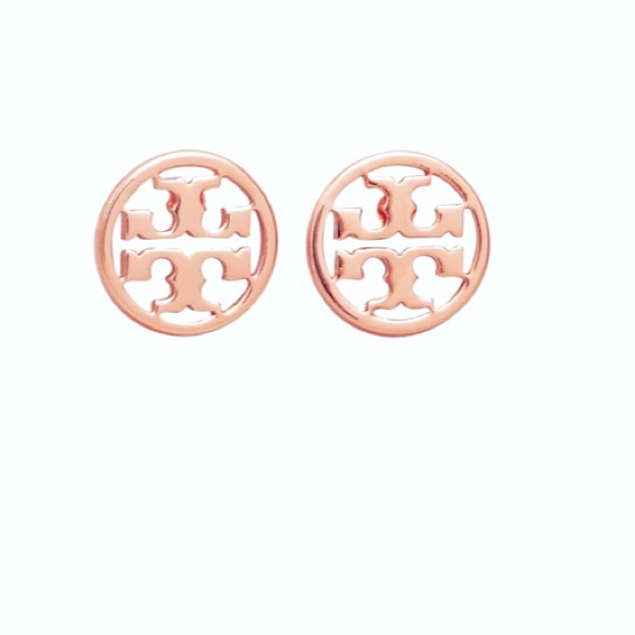 Tory Burch Jewelry - TORY BURCH LOGO CIRCLE STUDS EARRINGS IN ROSE GOLD
